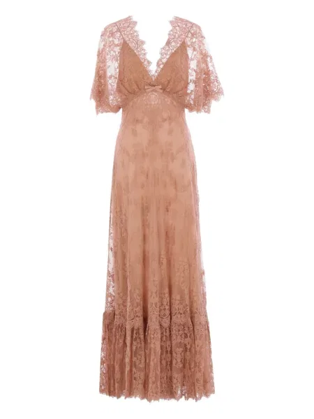 Rochie maxi Elie Saab de mătase roz