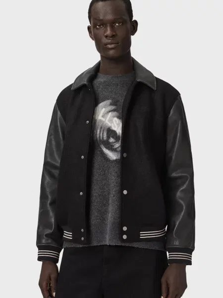 Вовняний бомбер Allsaints чорний