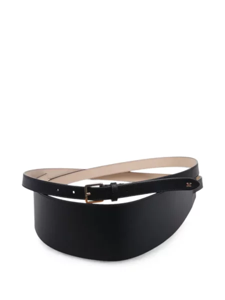 Curea Max Mara din piele cu autograf negru