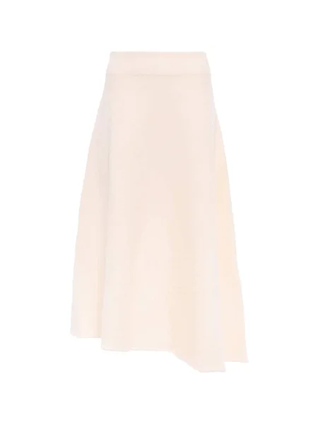 Fustă midi Jil Sander cu talie înaltă de lână până la genunchi alb