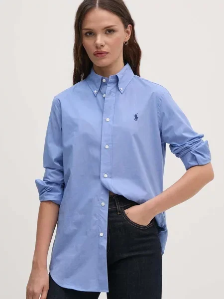 Košile Polo Ralph Lauren regular s klasickým límcem modrá