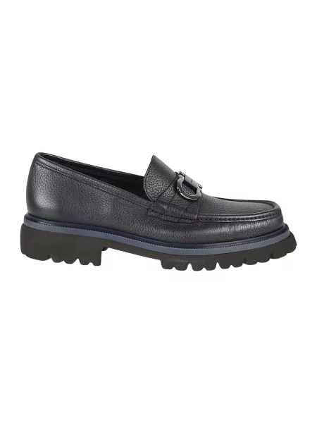 Półbuty Ferragamo skórzane niebieskie