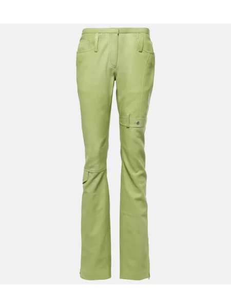 Spodnie cargo Acne Studios skórzane zielone