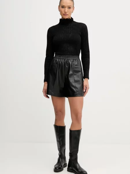 Шорти United Colors of Benetton однотонні висока посадка чорний