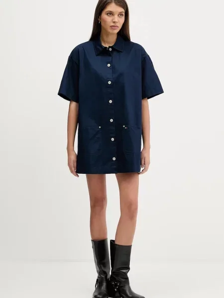 Tommy Jeans Košeľové šaty námornícka modrá