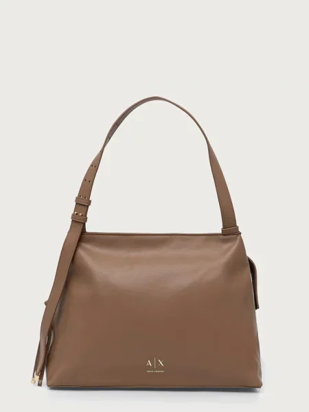 Geantă shopper Armani Exchange din piele bej
