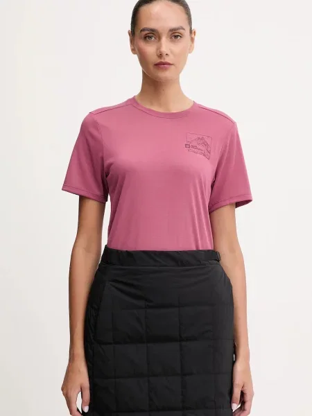 Спортна тениска Jack Wolfskin Vonnan Graphic оранжево розово