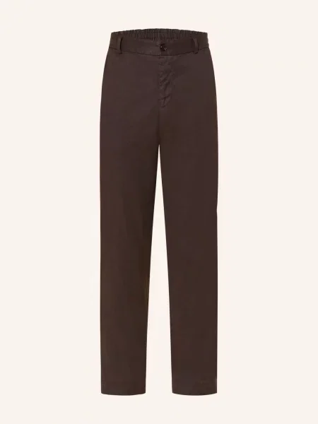 Joop! Kalhoty K Obleku River Extra Úzký Střih S Lněným Prvkem dark brown hnědé