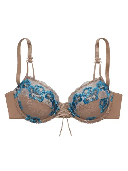 NUANCE Sutien neon / maro mokka albastru