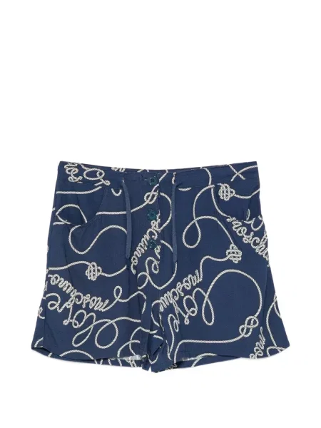 Pantaloni scurți Love Moschino cu imagine cu cordon albastru