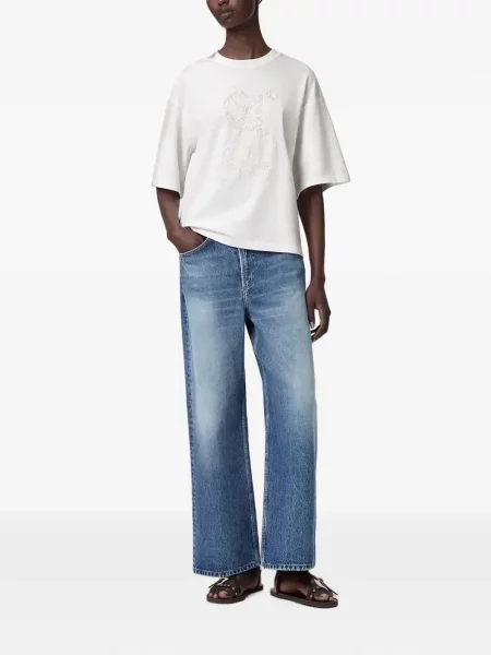 Tricou Allsaints cu paiete alb