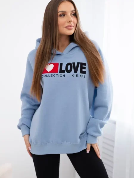 Bluza z kapturem Kesi ocieplana niebieska