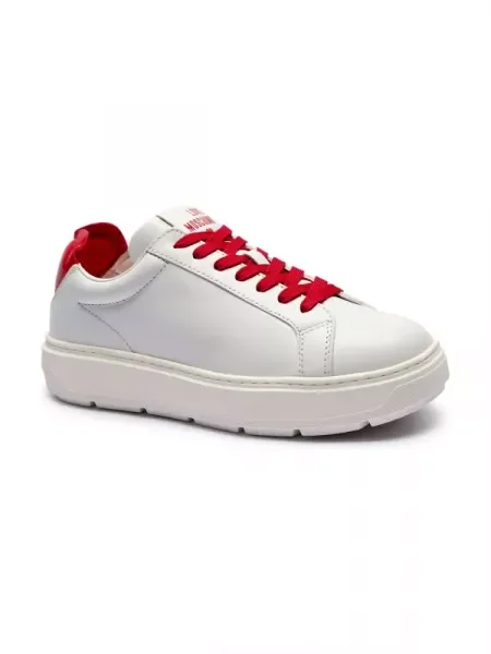 Love Moschino De piele sneakers alb