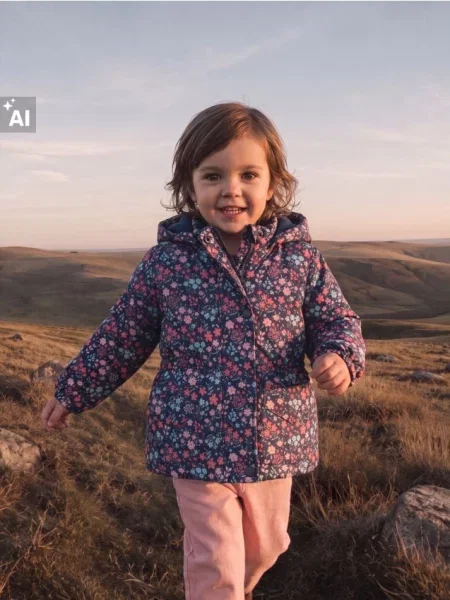 Sinsay Bunda s kapucí a fleecovou podšívkou s květinovým motivem námořnická modrá