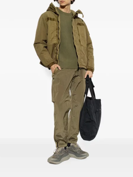 Pantaloni Stone Island cu strasuri alergare verde