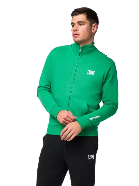 Dres Leone Apparel Basic bluza i spodnie z kołnierzem i zamkiem zielone