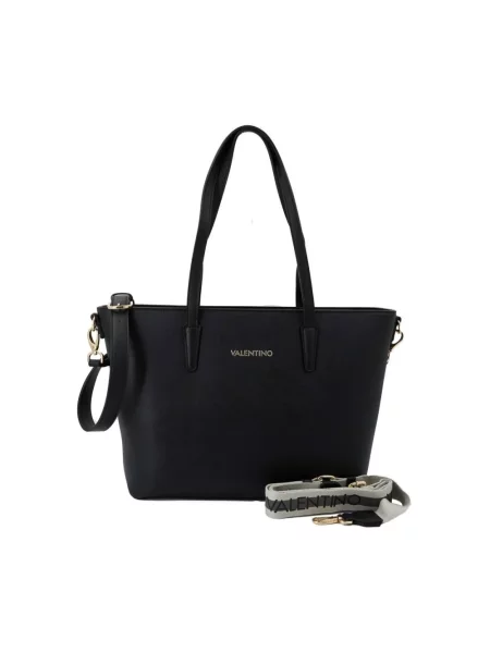 Lniana torebka Valentino Bags czarna