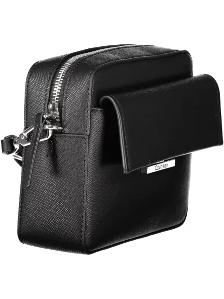 Lniana torebka crossbody Calvin Klein czarna