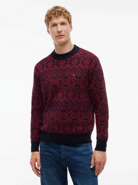Tommy Hilfiger Pulover Fairisle Vișiniu roșu
