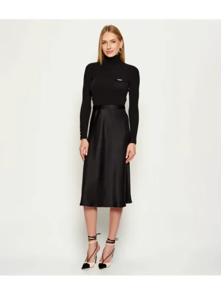 Elisabetta Franchi rochie din mătase midi drept negru