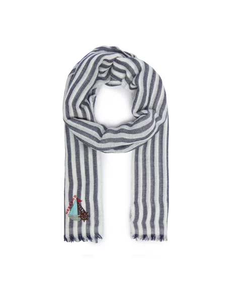 Weekend Max Mara chusta z dodatkiem lnu APERA niebieska