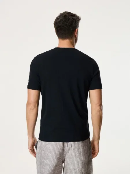Reserved Футболка regular fit з льоном чорний