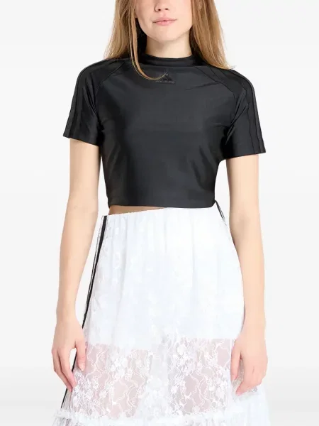 Футбол тениска с дълъг ръкав Adidas на райета мъниста бяло