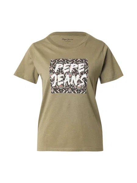 Pepe Jeans Tricou oliv / roz / negru alb
