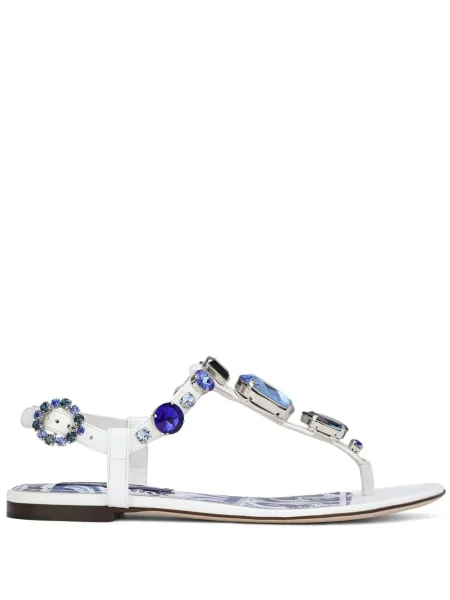Chiloți tanga Dolce & Gabbana din piele de lac alb