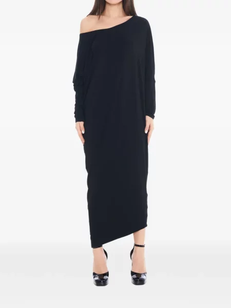 Rochie maxi Tessitura Body Couture asimetrică drapată negru