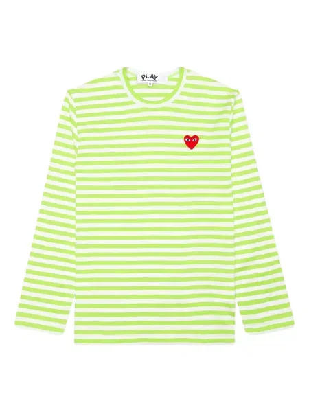 Tricou Comme Des Garcons Play cu dungi lung verde