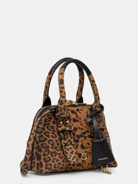 Rucsac Pinko din piele cu imagine cu model leopard maro