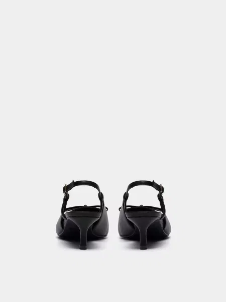 Кожаные мюли Clarks с бантом черные