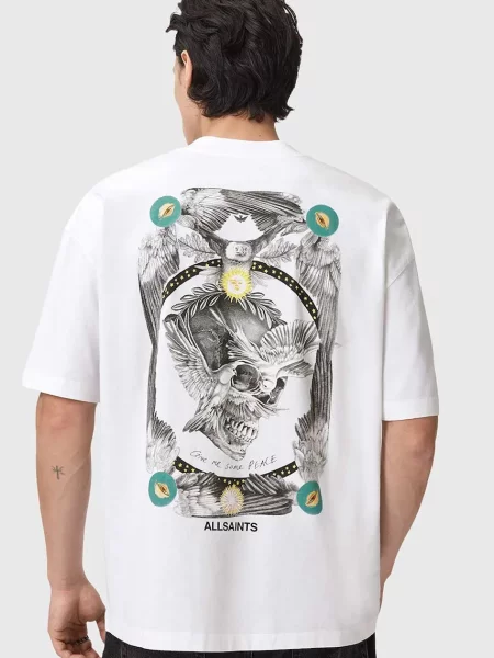AllSaints tricou din cu imprimeu alb