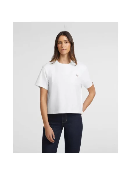 Koszulka z krótkim rękawem kobieta Guess Mini Triangle XXL biały