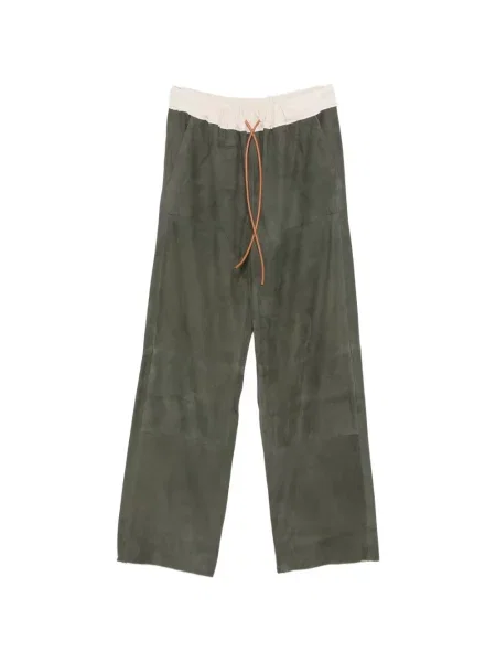 Pantaloni Sonia Carrasco din piele de căprioară cu cordon verde