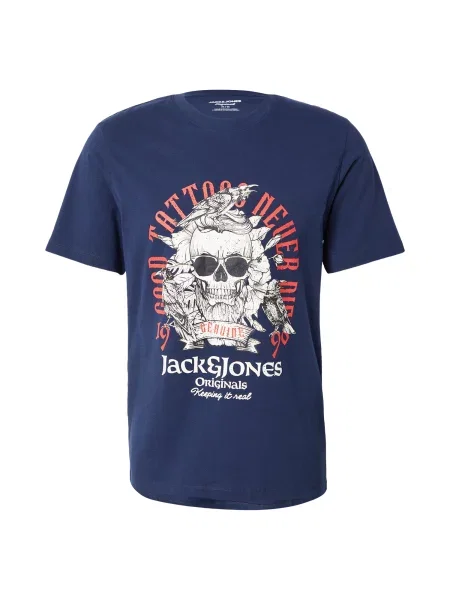 JACK & JONES Tricou JORSHAPE bleumarin / sângeriu alb