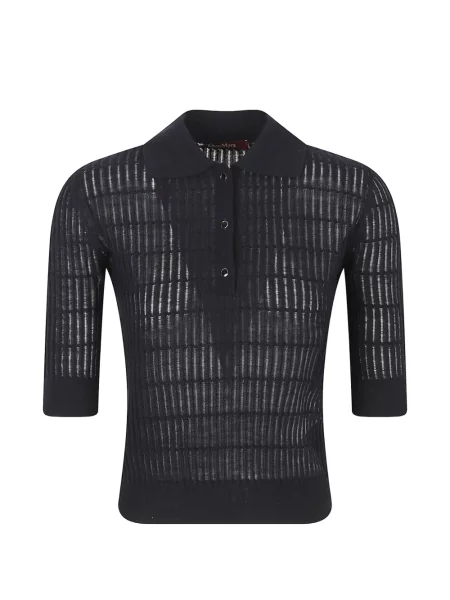 Tricou polo Max Mara cu decolteu rotund albastru