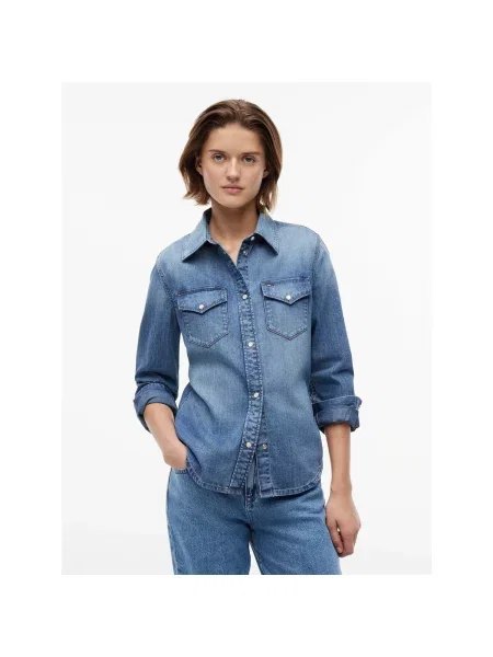 Tommy Jeans košeľa dámska rifľová modrá
