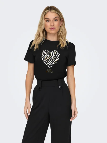 ONLY Tricou ONLKITA auriu / negru alb