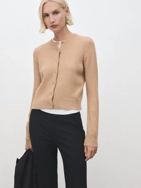Кардиган MANGO акрил/поліестер коричневий