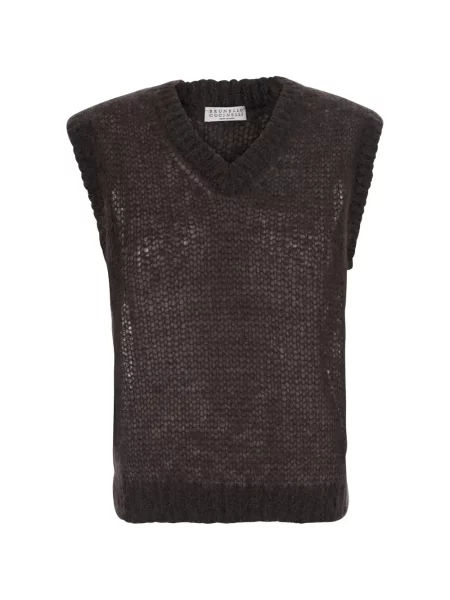Vestă Brunello Cucinelli de mohair maro