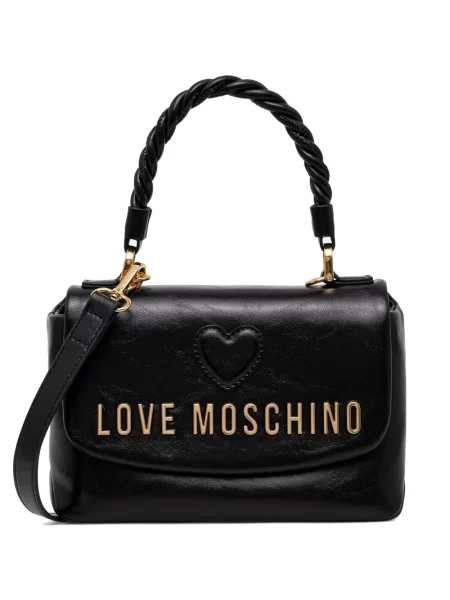 Geantă shopper Love Moschino cu motiv cu inimi negru