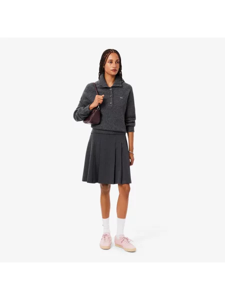 Lacoste Sweter Z Wełny Zgrzebnej Z Wysokim Kołnierzem szary