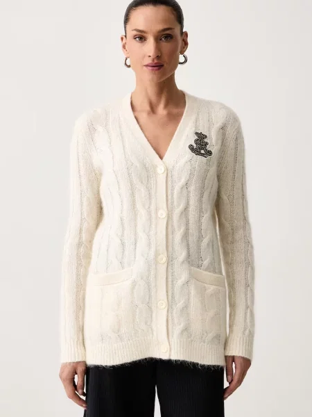 Lauren Ralph Lauren vesta za žene s dodatkom vune u mohera bež
