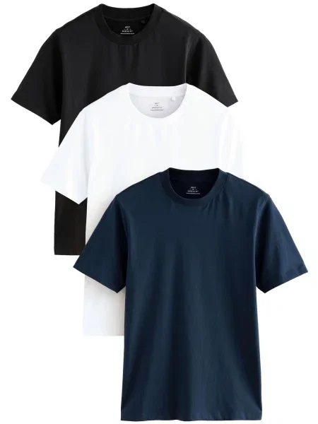 Next Tricou Essential albastru marin / negru alb