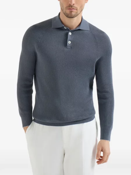 Πλεκτό polo Brunello Cucinelli μπλε