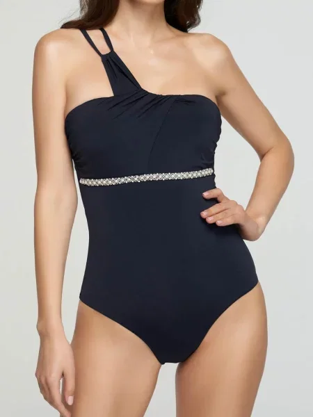 Купальник слитный с уплотнённой чашкой синій