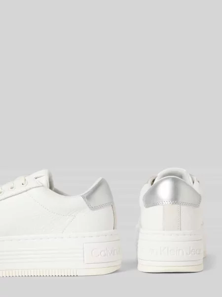 Calvin Klein Jeans sneakersy skórzane BOLD FLATF LOW MIX OHB biały szare