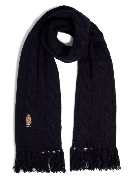 Szal wełniany z frędzlami Polo Ralph Lauren szara